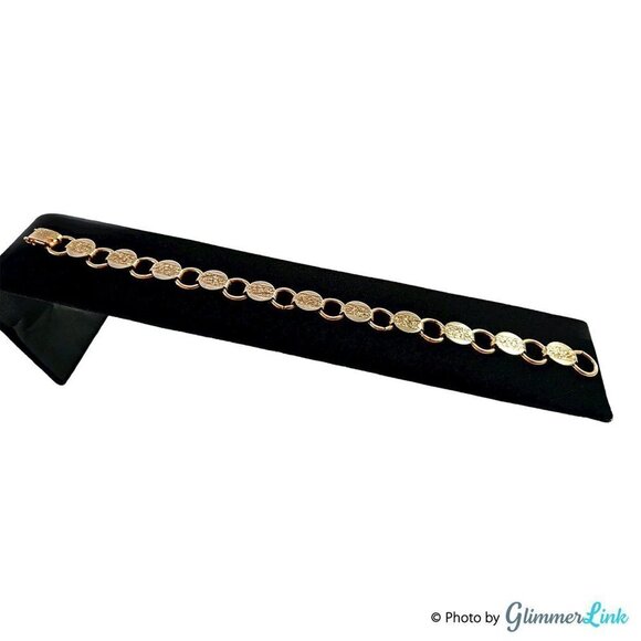 Vintage 1950s Sarah Coventry Gold Tone Round Links Floral Bracelet, Gift For Her - Picture 2 of 7